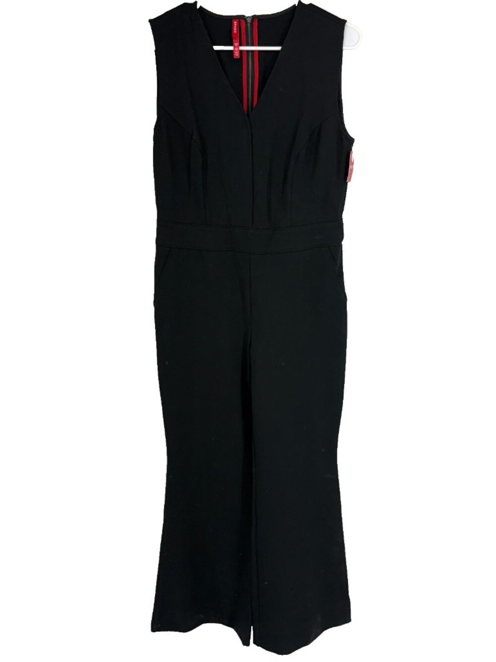 Spanx Women MP Perfect Sleeveless Jumpsuit Flare Leg Black Stretch Minimalist